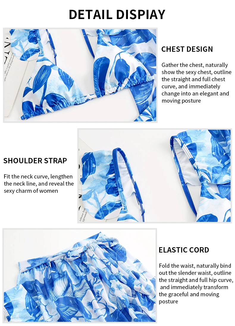 2022 New Women Sexy Swim Suit Beach Wear Wrap Skirts High Waist Ruffle