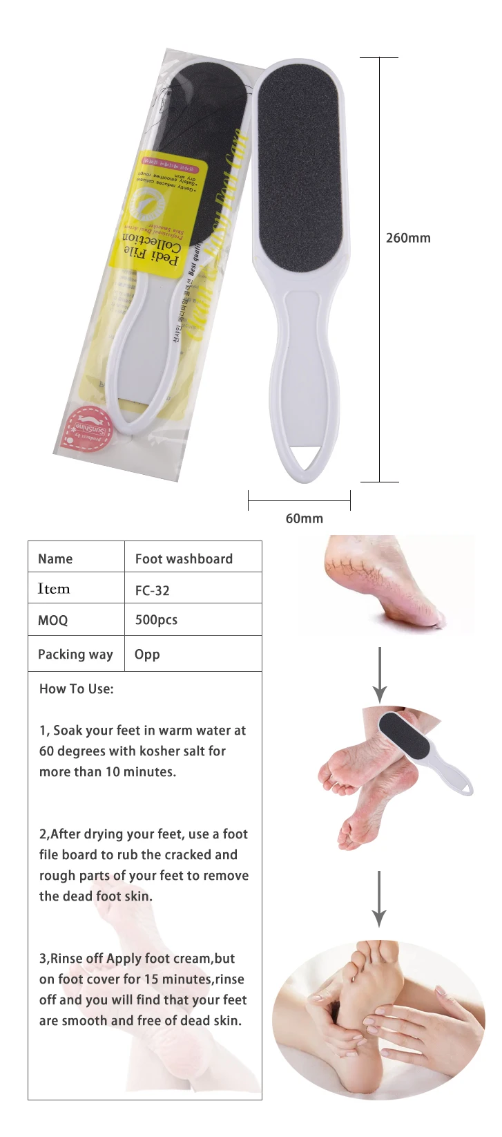 Durable Double Faced Pedicure Foot Pedicure Sandpaper Foot File Callus