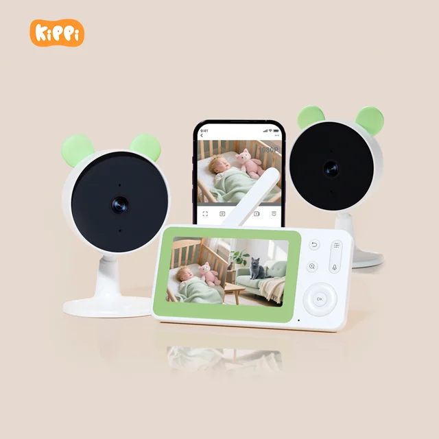 7-inch 1080p Dual Camera Automatic Night Vision With Feeding Reminder Audio Baby Monitor Camera to Watch Two Babies