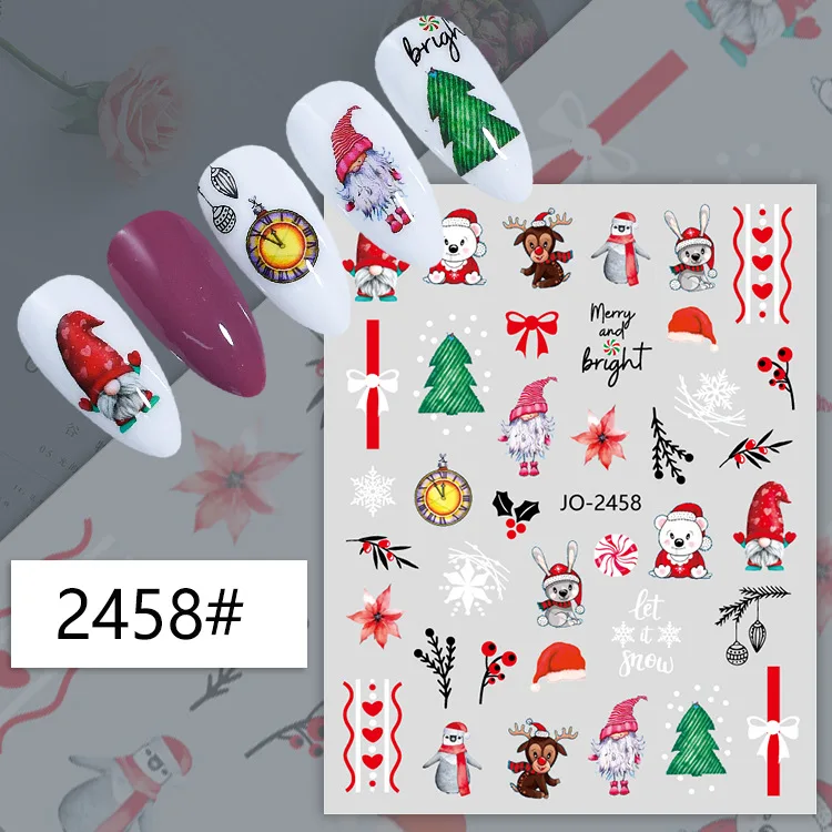 2023 Christmas Nail Stickers Supplies 3d Christmas Snowflake Snowman ...
