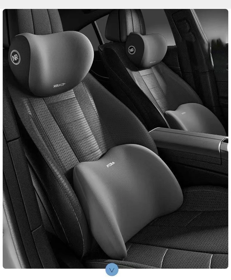 1 Set Car Neck Headrest Pillow Rest Head Support Memory Travel Guard Universal Car Supplies(one Neck Cushion One Lumbar Support)