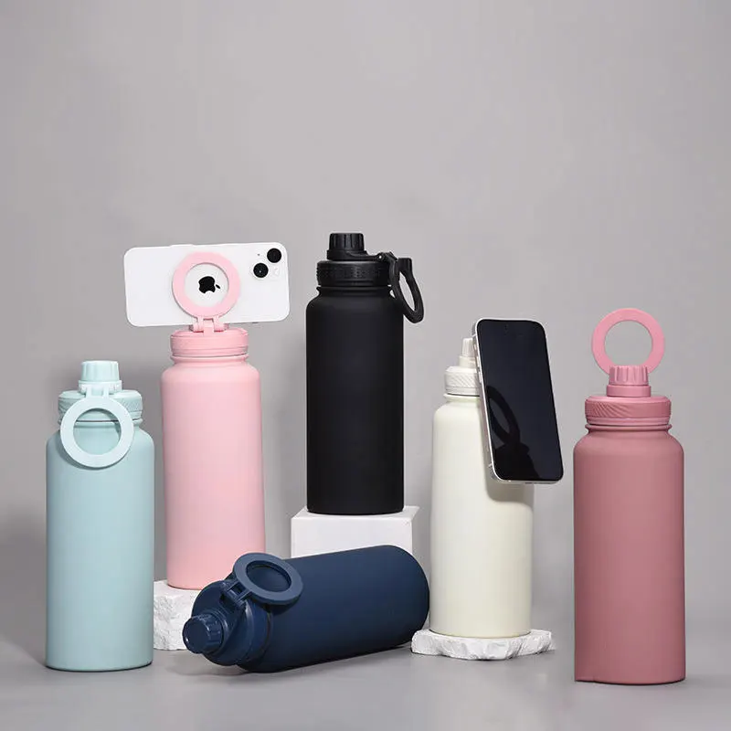 Draagbare GYM waterfles van 650 ml (22 oz) en 950 ml (32 oz) met dubbele wand, gemaakt van roestvrij staal, sportfles met rietje en deksel, ideaal voor op reis of buitenactiviteiten._voghion.com