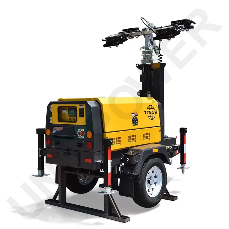 9m Mast 4x400W Towable Mobile Light Tower with 5kw Diesel Generator