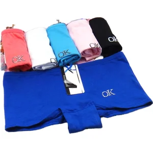 Hot Ladies' Mid-Rise Boyshorts Sexy Underwear with Bow Decoration OK Printing Knitted Short Panties Fancy Letter Pattern