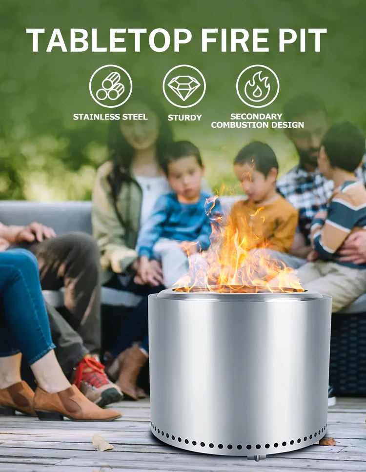 Homful Stainless Steel Garden Portable Fire Pit Bonfire Outdoor ...