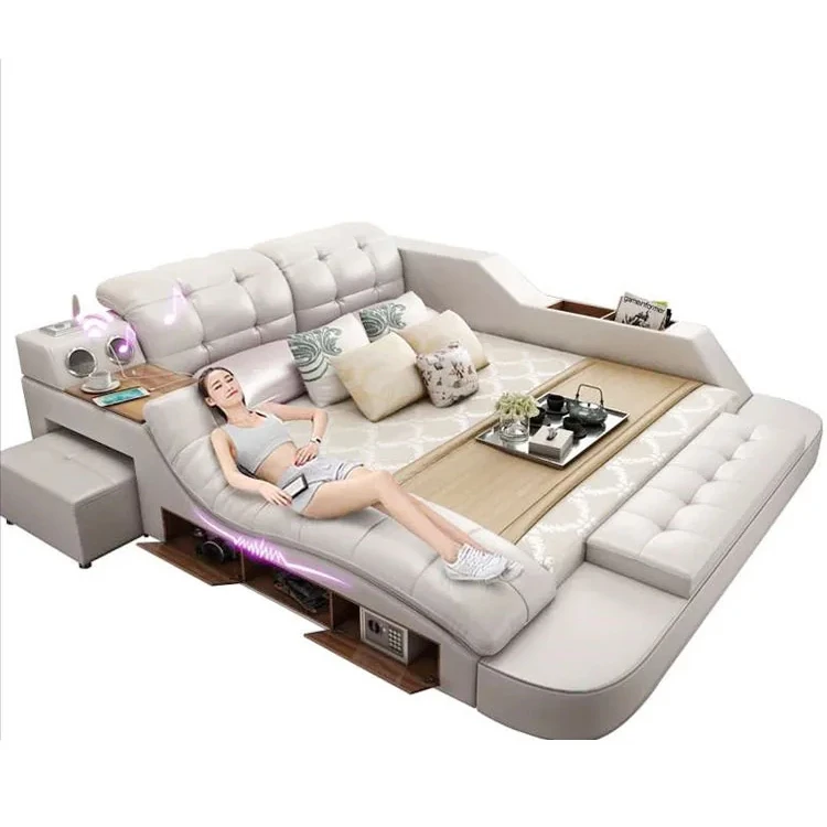 Modern Design Smart Bed Table Multi Functional Bed King Size Bed Frame Smart Bedroom Furniture Home Furniture