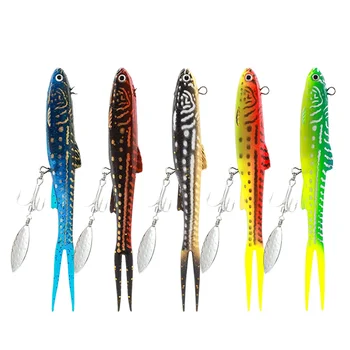 14cm 26g Lead Jig Soft Fish Lure with Spinner Blade & Treble Hook, Artificial Bait for Topmouth Culter Bass Channel Catfish – Soft Lure – view 3