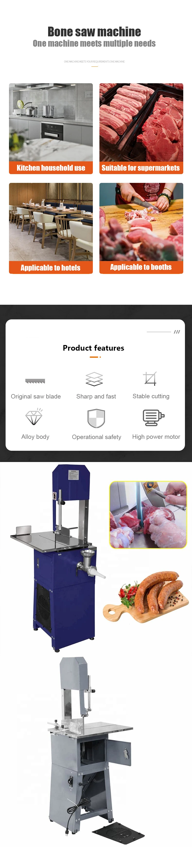 product bs 250 550w blue african bone sawing machine saw bone ground meat sausage filling 3 in 1 machine powerful-5