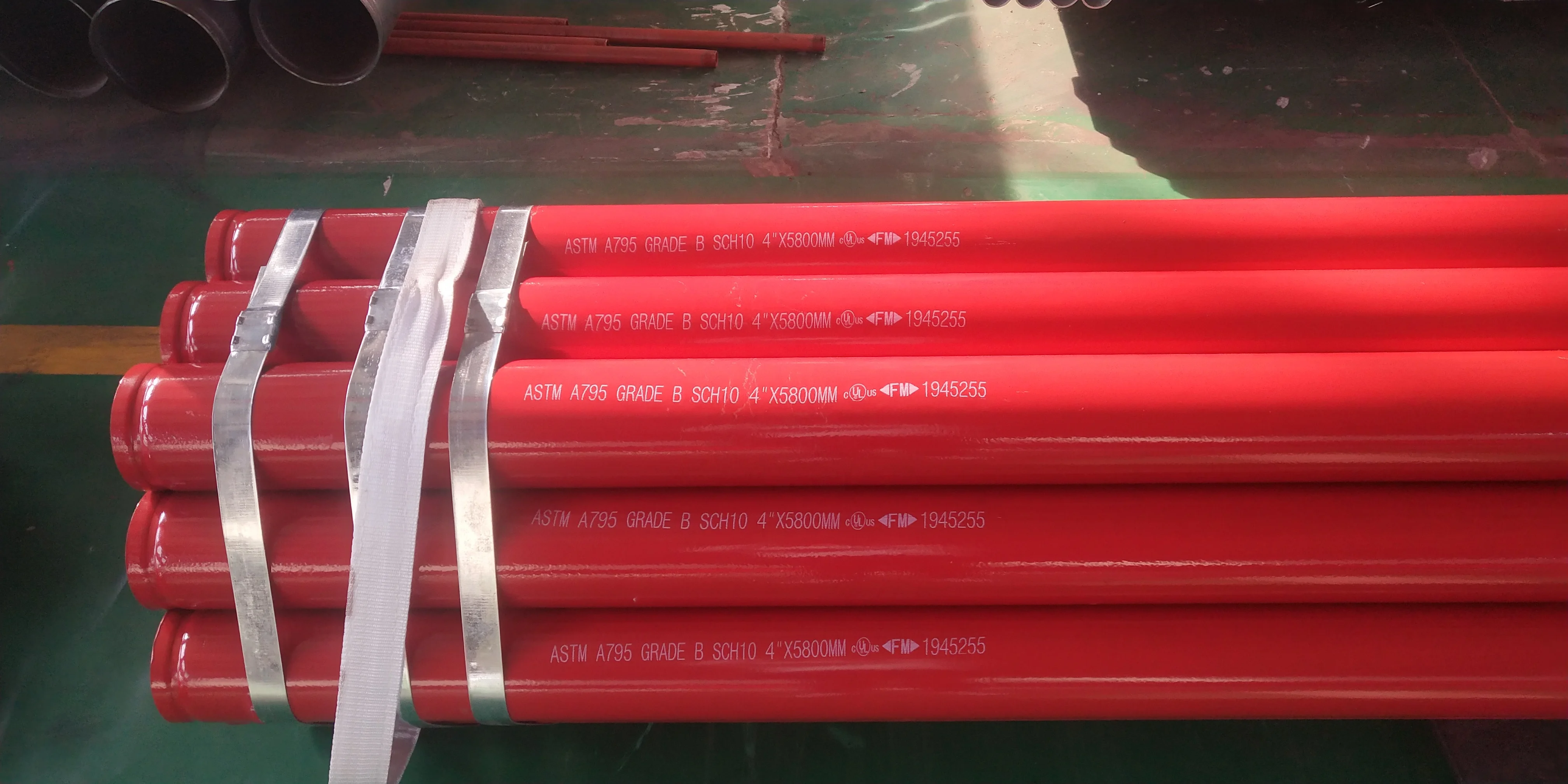 UL Certificate ASTM A795 Ral3000 Red Painted Steel Pipe Red Epoxy Painted Steel Pipe With Grooved for Fire Sprinkler System