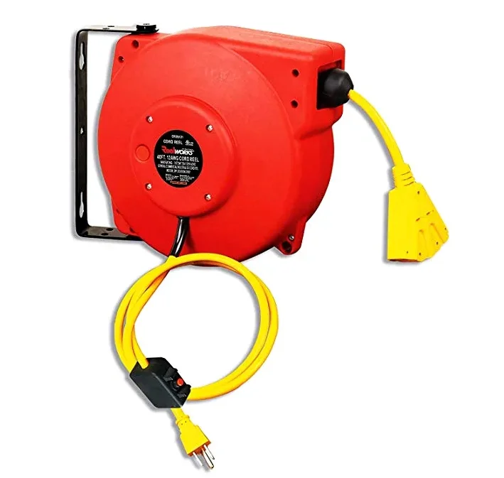 Retractable Extension Cord Reel 3c Sjt Cable With Triple Tap Connector