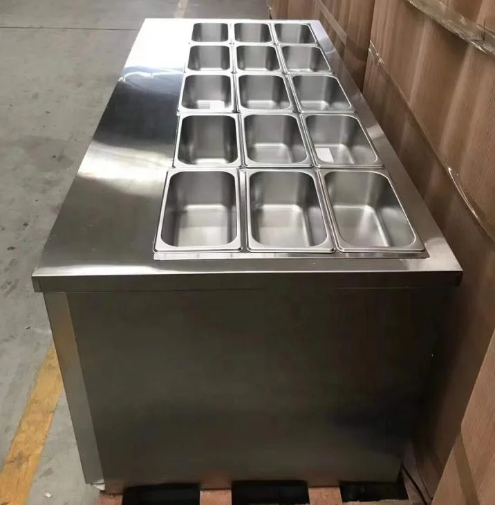 GN Pans Open Display Counter Cooler Salad Bar Refrigerator /Buffet Salad Bar Refrigeration Equipment