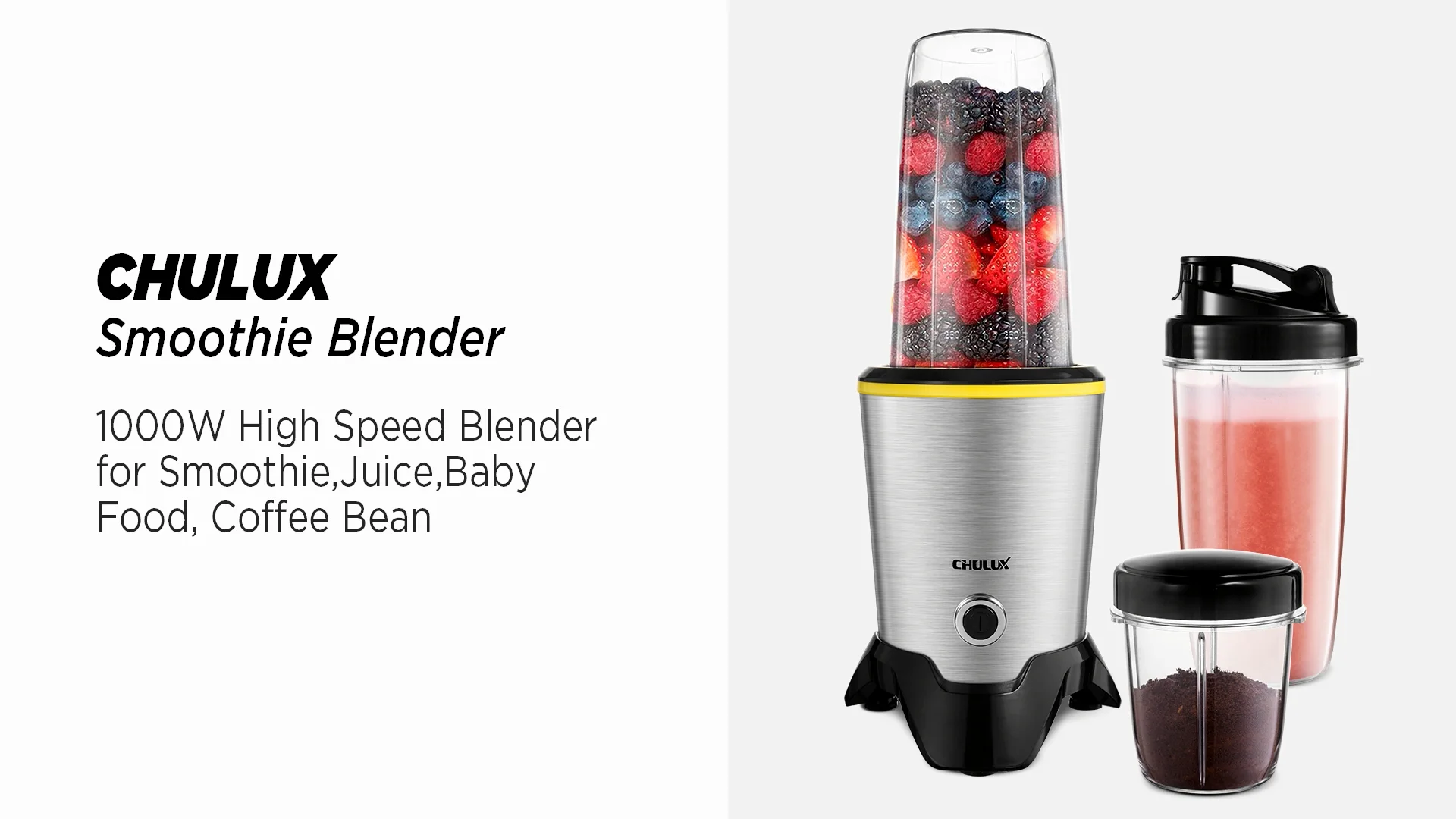 CHULUX Smoothie Maker, 1000W High Speed Bullet Blender with