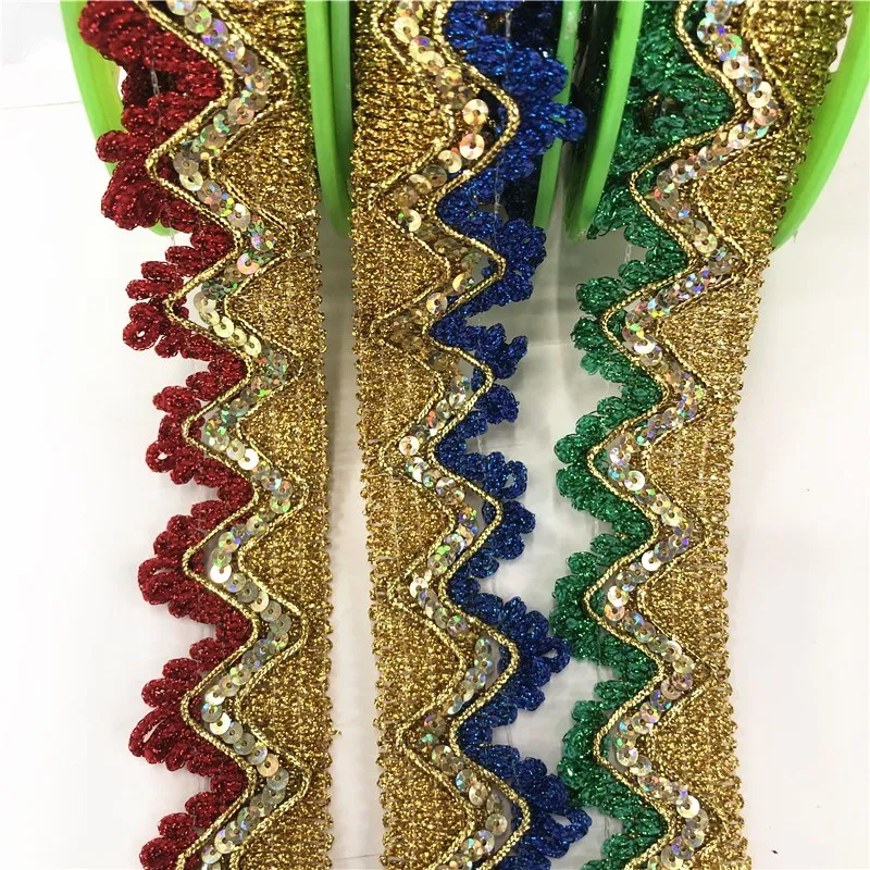 Wholesale Wholesale gold thread sequins Lace ribbon Transparent Sequin trim  for Dance Dress From m.