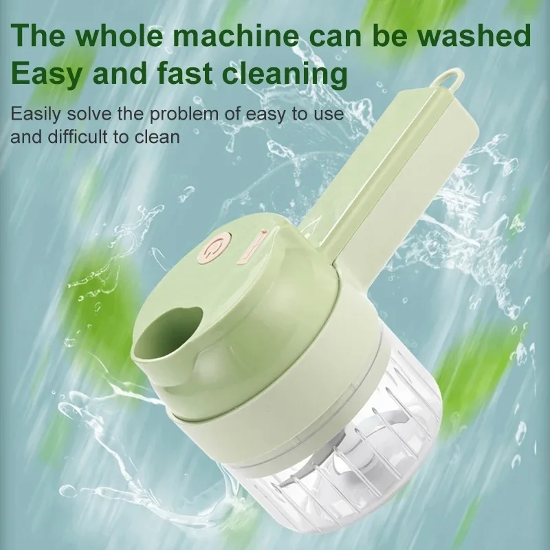 3D Green 4 1 Mini Electric Stainless Steel Vegetable Cutter Portable Vegetable Chopper Eco-Friendly Grater Vegetable Slicer