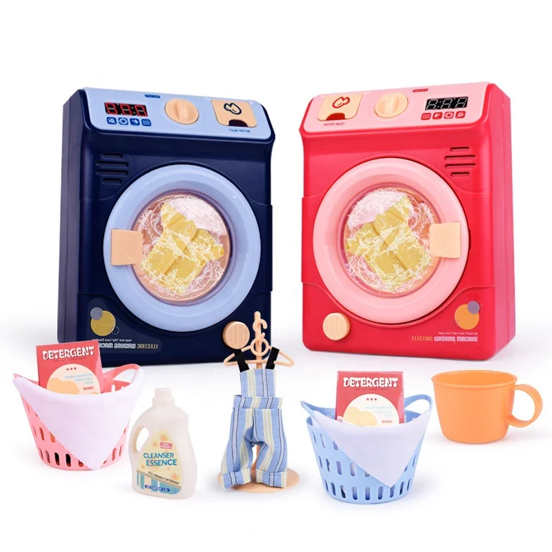 Jouet de machine à laver à roulettes pour jeu d'imitation WY401-1 Ensemble d'appareils électroménagers pour enfants avec son et lumière réalistes pour les garçons