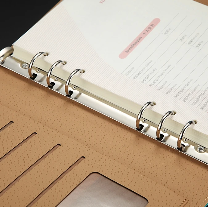 A5 creative loose leaf notebook customized with card slot texture leather surface notebook business journal