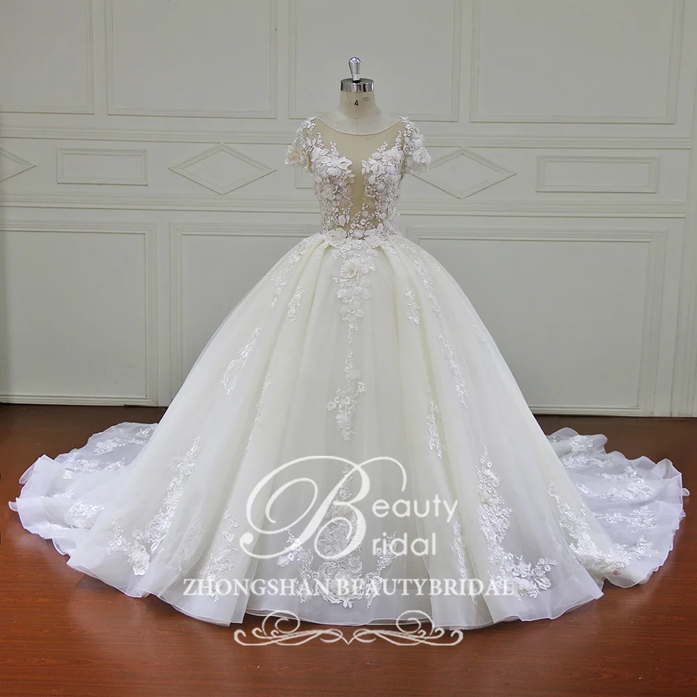 Romantic 3D Lace Corset Ball Gown Princess Wedding Dress