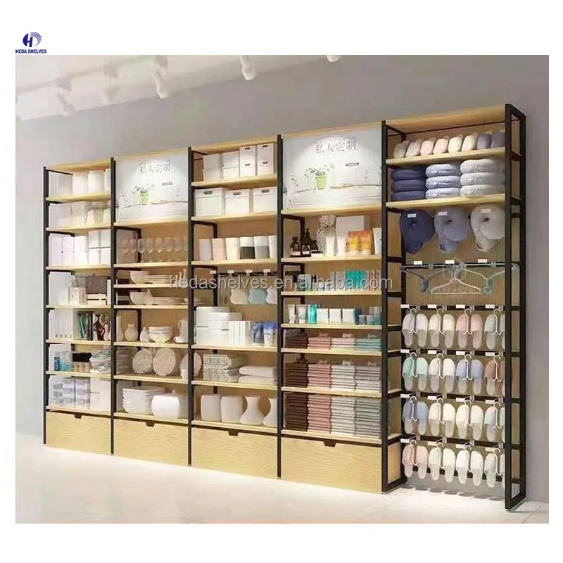 Wooden Display Racks for Beauty Supply Store - Customizable