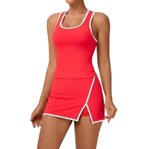 High Elasticity Sport Sets Women Two-piece Sleeveless Breathable Inner Lining WorkOut Clothes Tennis Fitness Yoga Sets With Logo