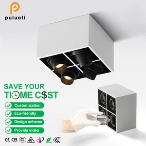 360 Degree Gyro Adjustable Beam Angle LED Spotlight Modern Aluminum Square Surface Mounted Ceiling Surface Mounted Spotlight