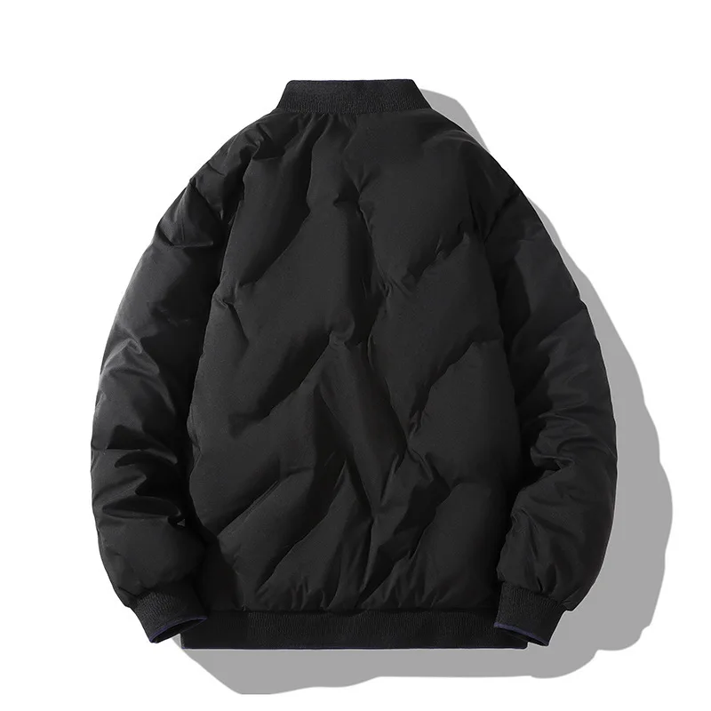 Unisex Poly Filled Winter Baseball Coat with Custom Trench Zip-up Collarless Plus Size Varsity Jacket men_voghion.com