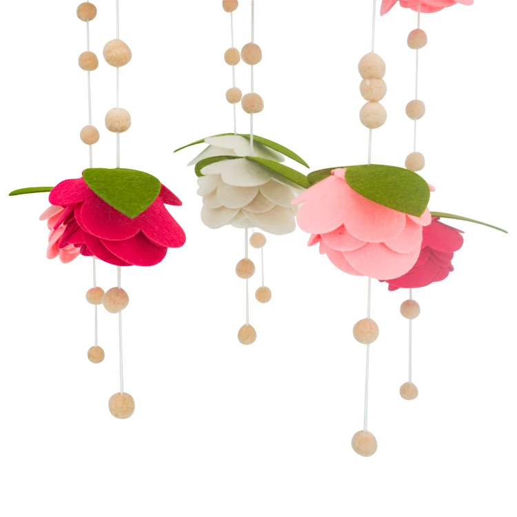 Войлочный детский мобильный войлочный цветок, подвесные розы, войлочный детский мобильный для детской комнаты