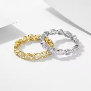 Custom 925 Sterling Silver Eye Shape Diamond Ring Trendy Fine Jewelry for Women Rhodium Plated Wedding Engagement Rings for