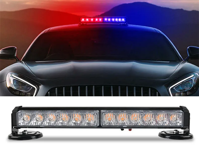 COB LED Beacon Flash Warning Car Light Bar 15 Modes Styling High Low Beam Yellow Red Blue Emergency Fog Work Lamp signal Lamp