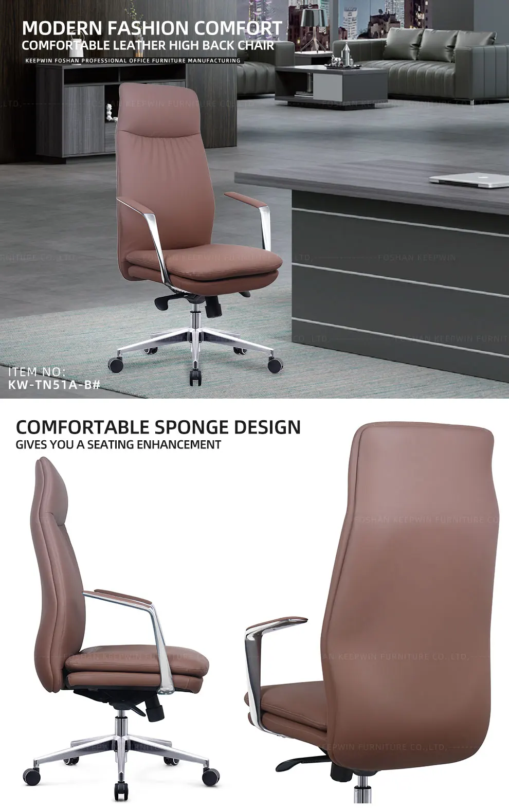 Modern Swivel Office Chair Living Room Home Study Blue Leather Visitor