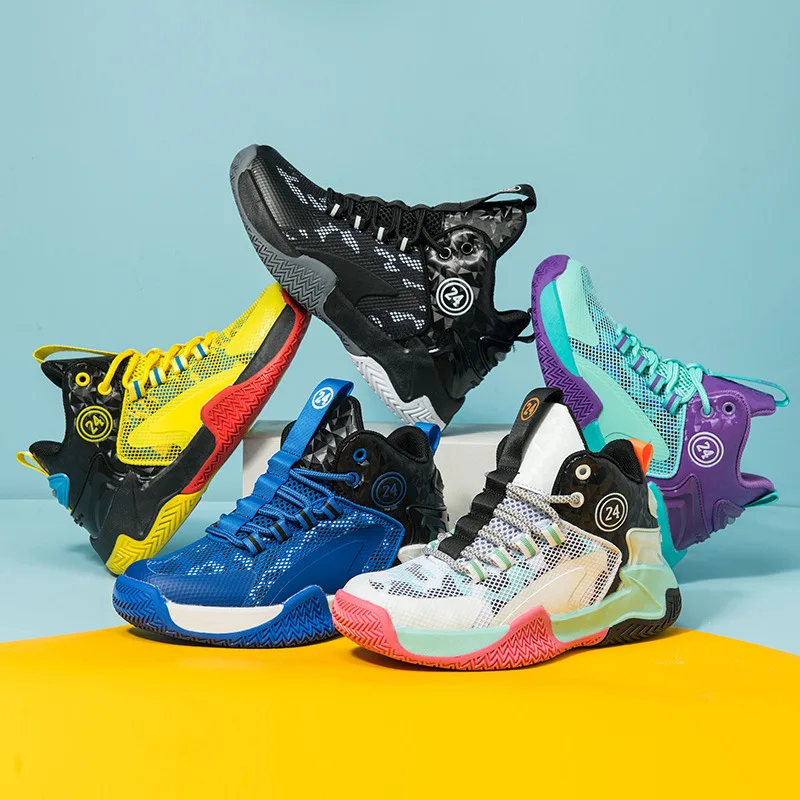 Children Boys Girls Running Sports Shoes High Top Casual Multi Color Children School Basketball Sneakers