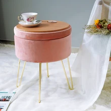 Modern Cheap Merchandise Space Saving Velvet Ottoman Pink Velvet Stools Home Stool Ottoman