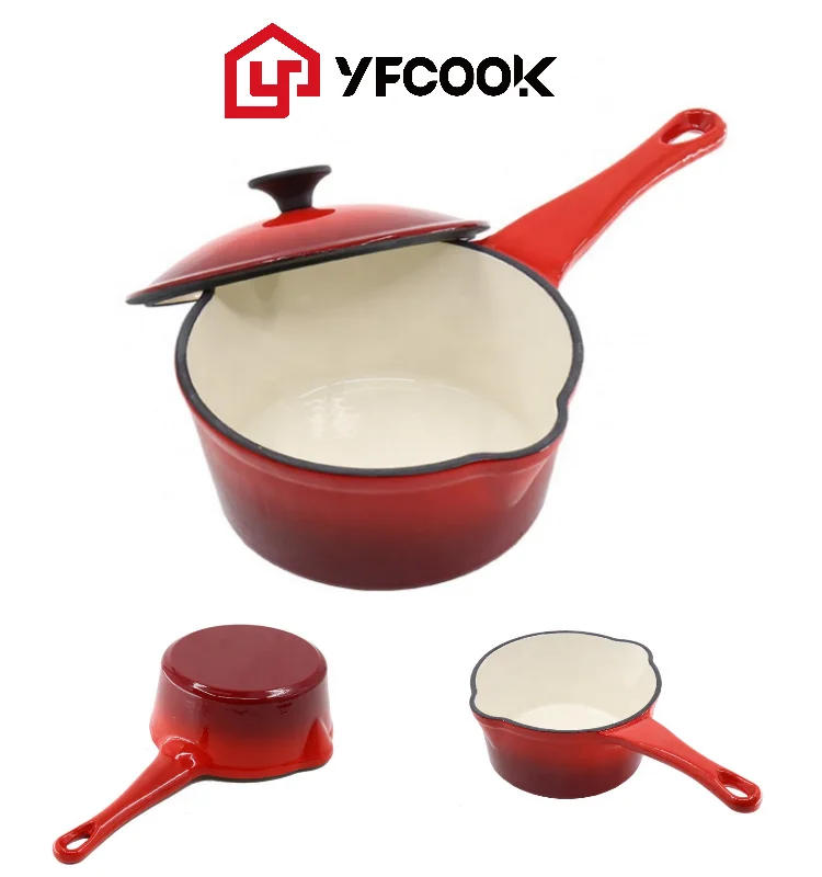 Emaille Kleiner Topf Mit Deckel 17cm Antihaft-kleiner Topf Zum Kochen Von Gusseisen-milch Topf Mit Griff Und Ausguss