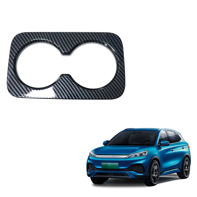 ABS Imitate Carbon Rear Seat Water Cup Holder Cover Car Interior Decoration Accessories Cup Holder Trim For BYD ATTO 3 Yuan Plus