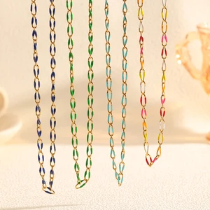 2026 New Colorful Glaze Lip Chain Gold Plated Stainless Steel Charm Necklace Gift Women's Jewelry White Purple Red Pink