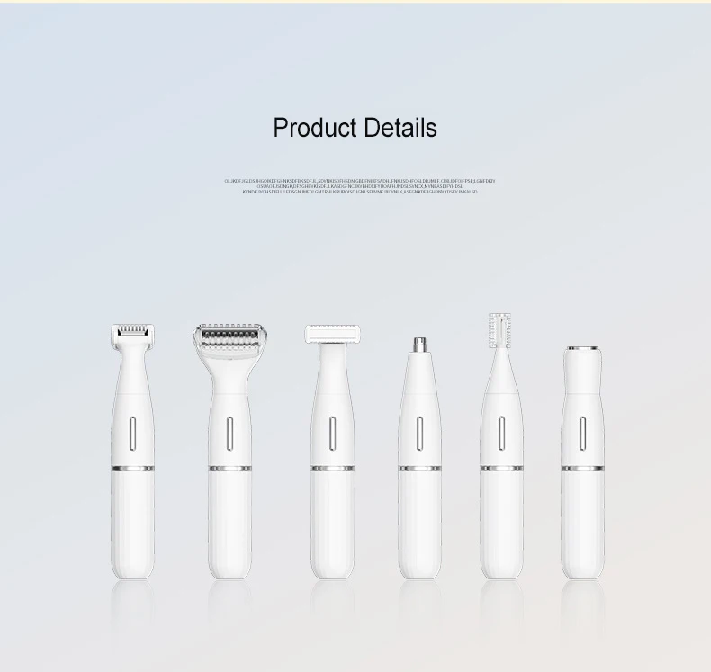 6 In 1 Longlasting Battery Life Multifunctional Professional Women's Epilator For Trimming