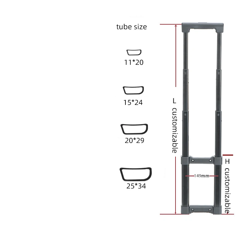 Custom Suitcase Accessories Retractable Suitcase Handle Aluminium Pull