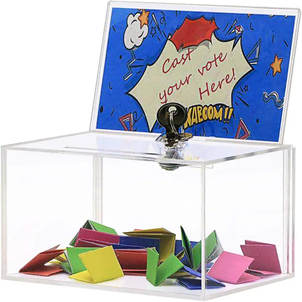 Customized Size Logo Acrylic Charity Donation Box/large Donation Box