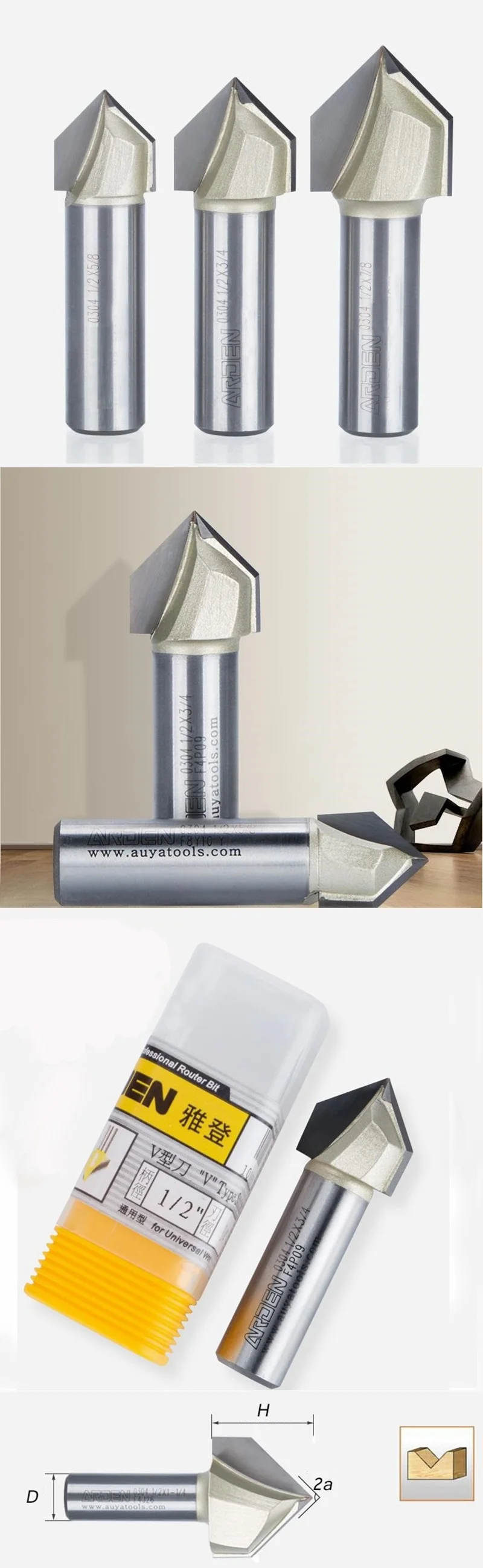 Arden V Shape End Mill Groove Cutting Tools Wood V Bit Arden Cnc 100m