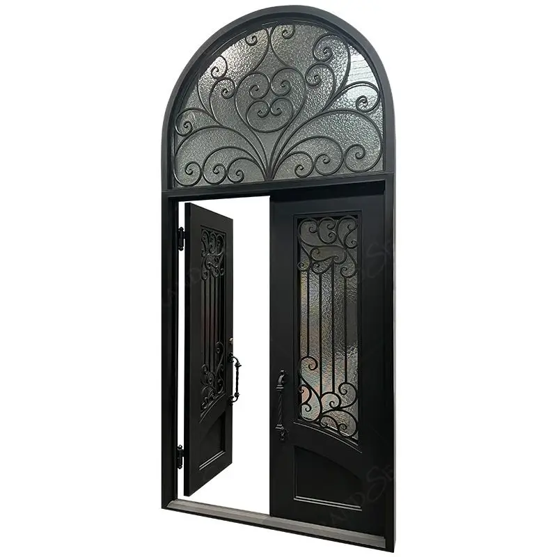Grill Full Door Gate Wrought Iron Front Entry Door With Double