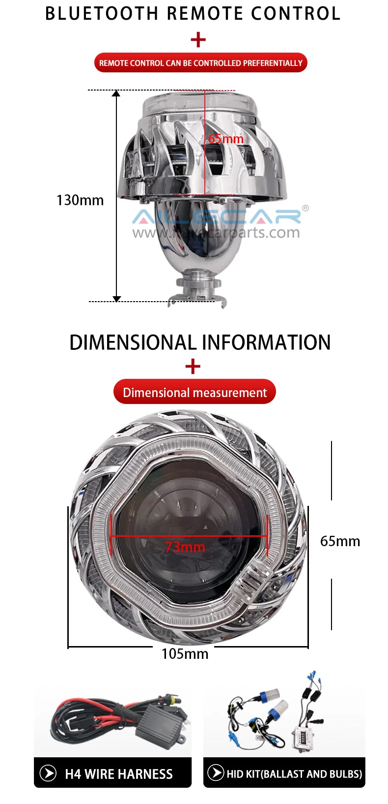 Ailecar Hid Headlight Kit Laser Headlight Projector Led Laser Lens Kit