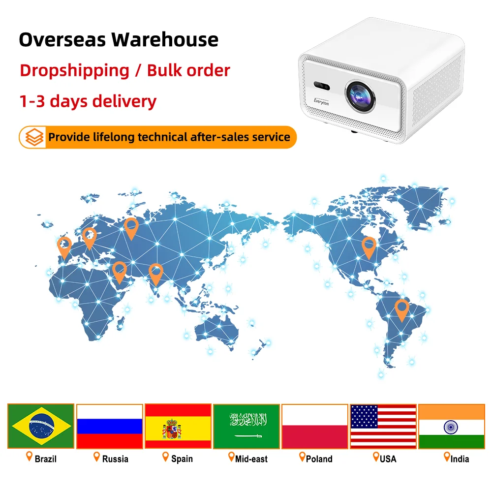 1500 ANSI 4k Mini Projector Android 12 Everycom Cubelite Mini Smart Wifi 3d 4k Video Projector Portable 4k Mini Projector