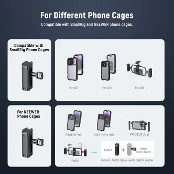 Neewer Aluminum Alloy Universal Side Handle Grip with Wireless Remote Control Smartphone Cage Rig 2 Mount Adapters 1/4\" Screws detail image
