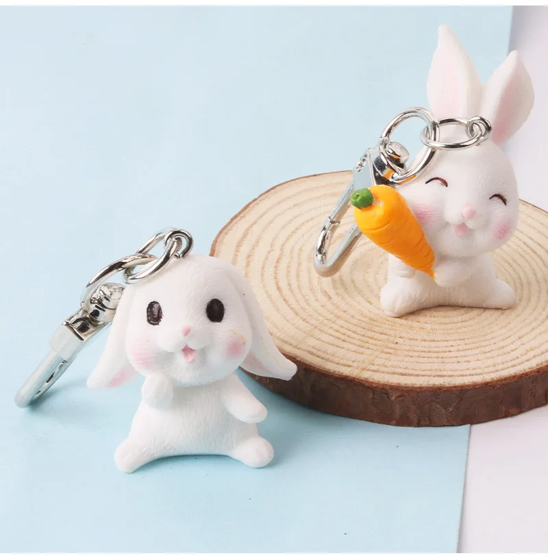 JunJiale Bunny Keychain Soft Easter Cute Rabbit Fur Keychain Car Handbag  Keyring Bag Charms Pendant