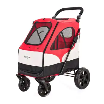 Hot Selling luxury 4 wheels pet stroller lightweight collapsible metal pet trolley bright-coloured pet buggy detachable