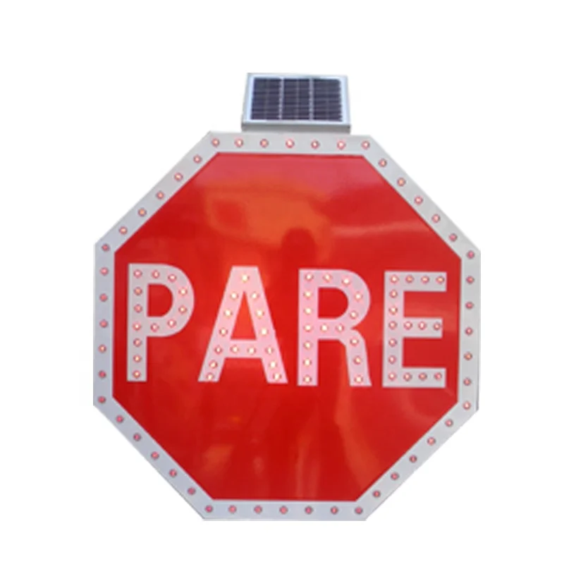 Emergency Exit Safety STOP PARE ALTO Solar Powered Street Sign