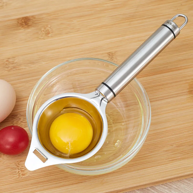 Case&Cover Acciaio Inox Egg Separatore Filtro Uovo E Accessori per La Cucina Gadget Tuorli Filtro Divisore Lungo Manico di Cucina di Cottura Strumenti 