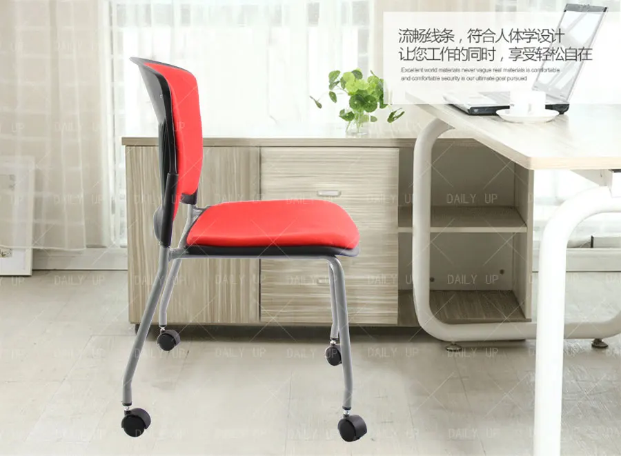 High Quality Kitchen Chair With Wheels Metal Frame Mobile Training Chair With Cushion And Ergonomic Armrest For Dining And Study