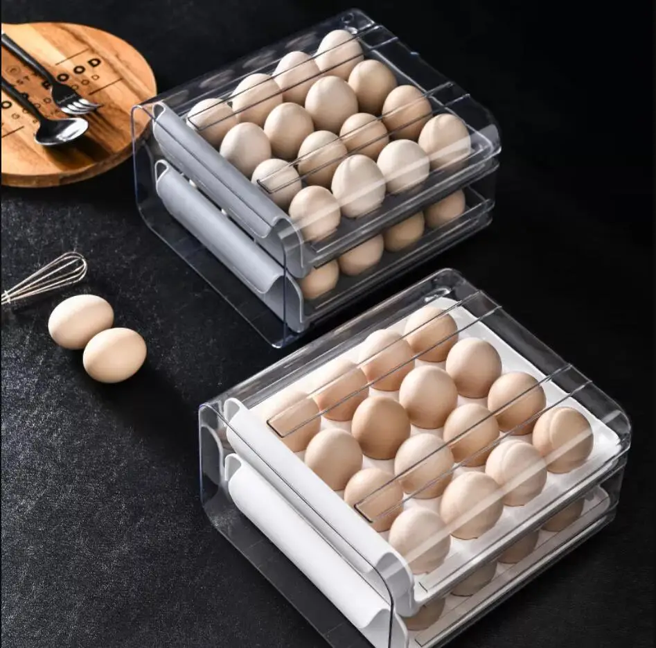 Plastic Egg Storage Drawer Eggs Storage Container For Refrigerator Pull