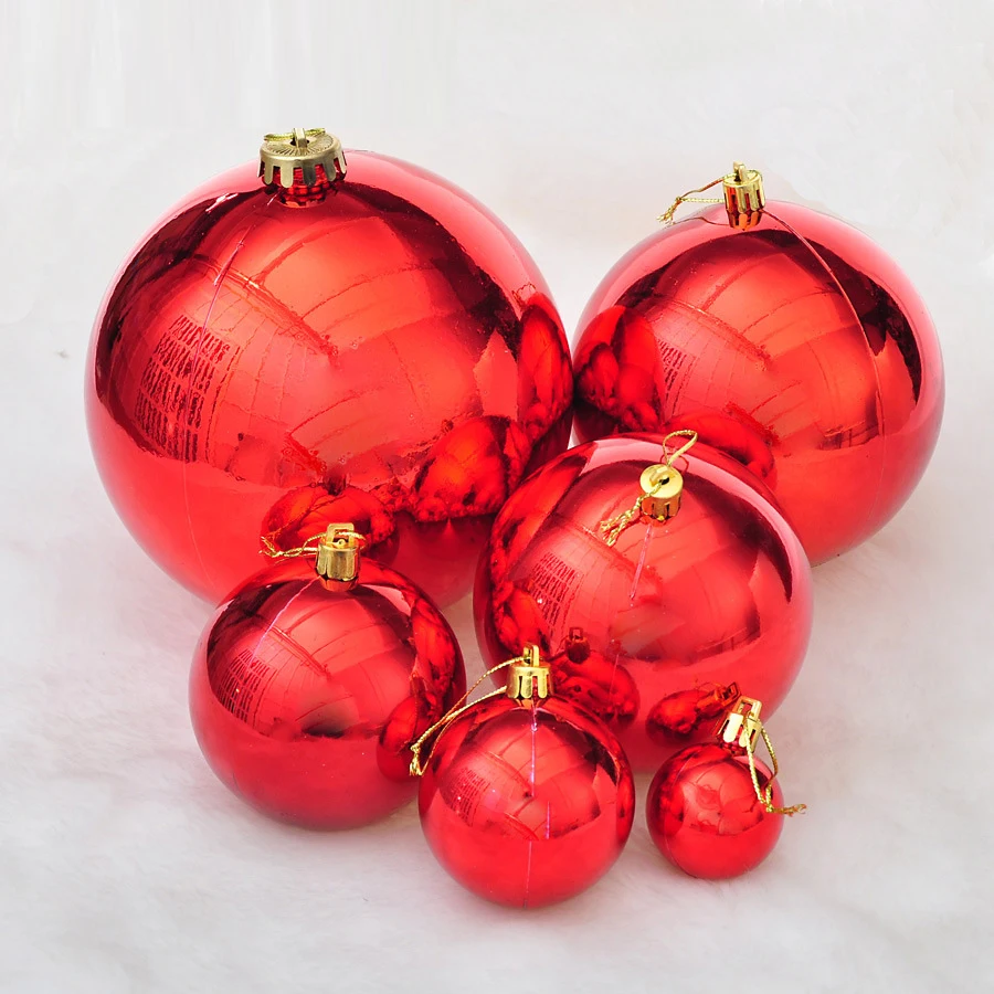 Universal Red Light Large Plating Ball Christmas Tree Decoration Ball Plastic Christmas Ball 200mm