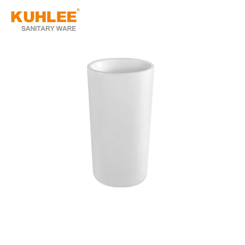 Modern Hotel Freestanding One Piece Sanitary Ware Round Bathroom Ceramic Hand Wash Sink Pedestal Basin